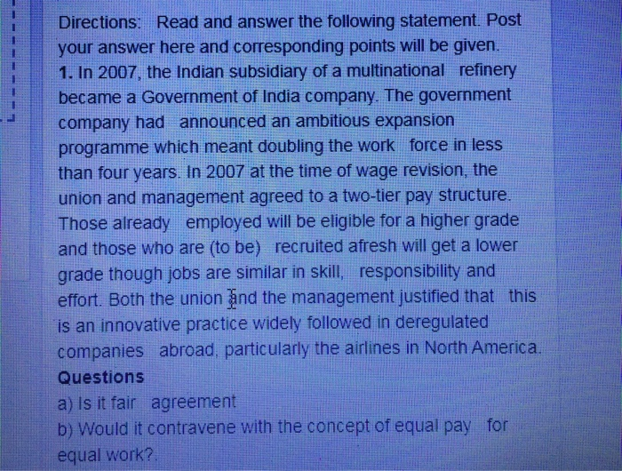 Directions. Read and answer the following