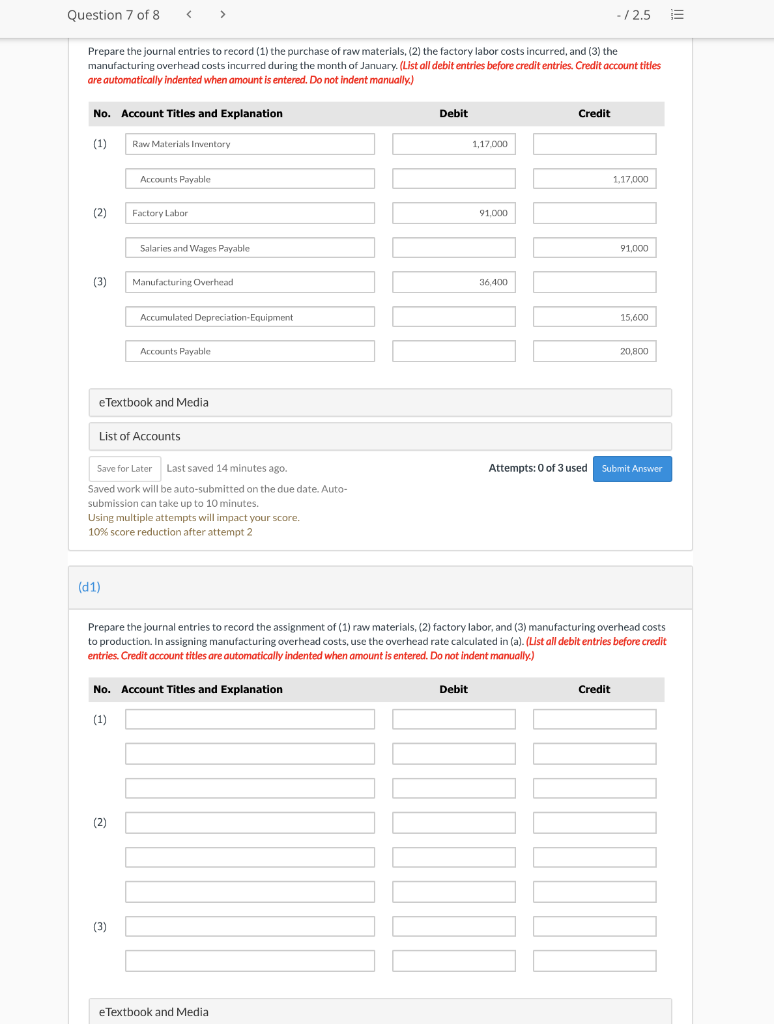 Question 7 of 8 > - / 2.5 Current Attempt in
