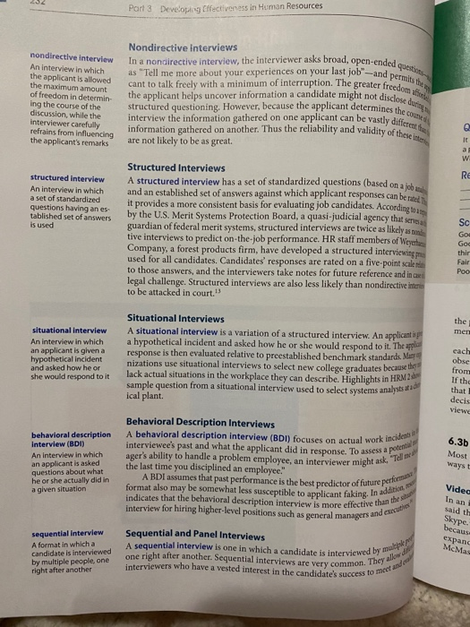 compare and contrast the four interview