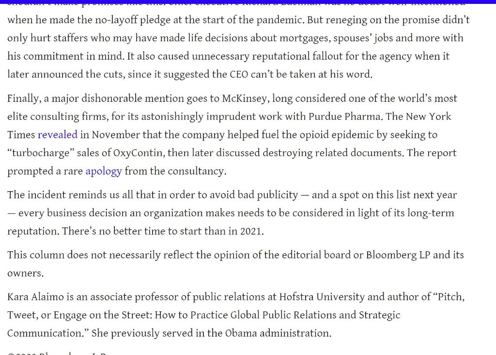 Select one public relations crisis from the