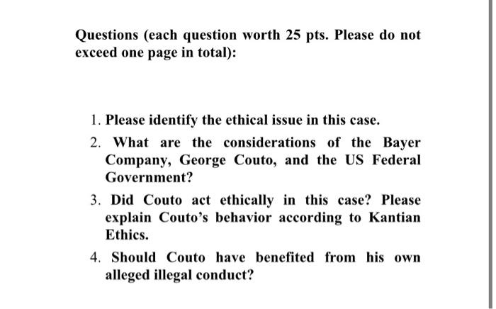 i need an answer for one page a "Bayer employees