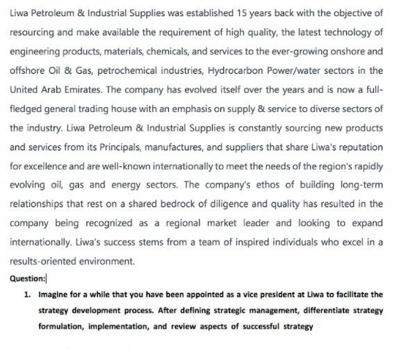 in 100 to 150 words Liwa Petroleum & Industrial
