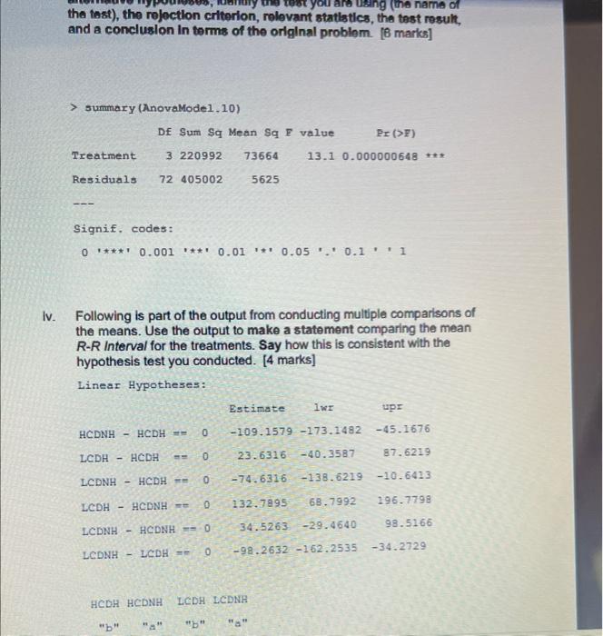 Question 4 (20 Marks) (a) The researcher referred