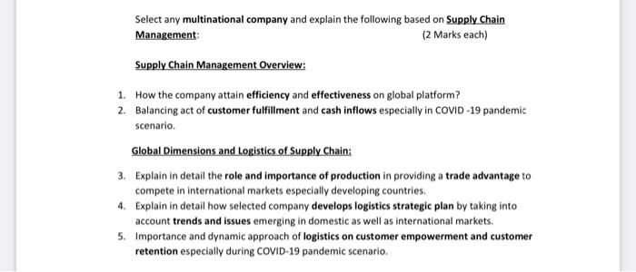 this is supply chain managment questions. kindly