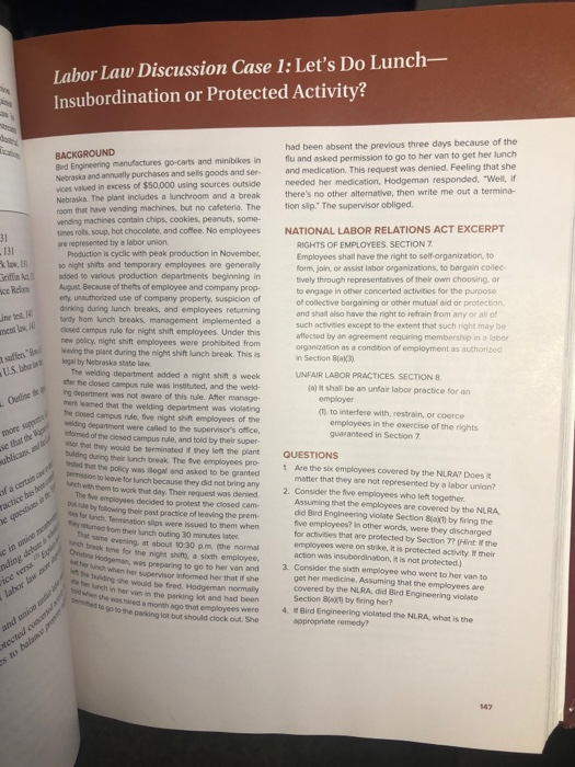 these four questions please. Labor Law Discussion