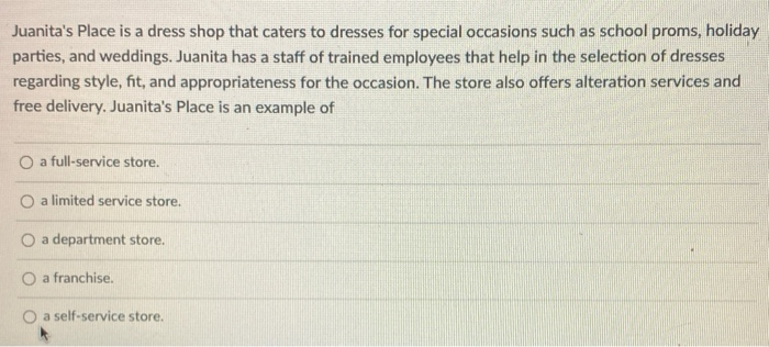 Juanita's Place is a dress shop that caters to