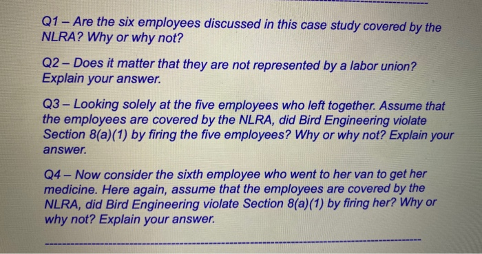 these four questions please. Labor Law Discussion