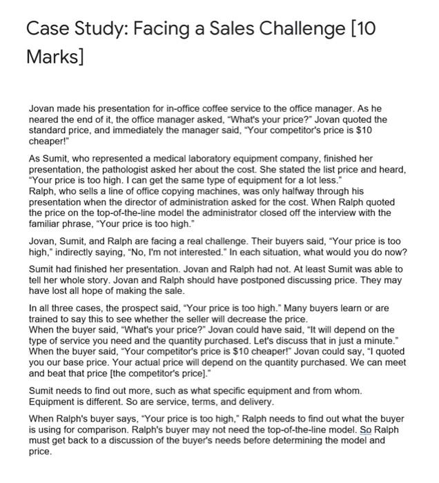 Questions - Case Study: Facing a Sales Challenge