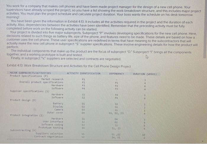 You work for a company that makes cell phones and