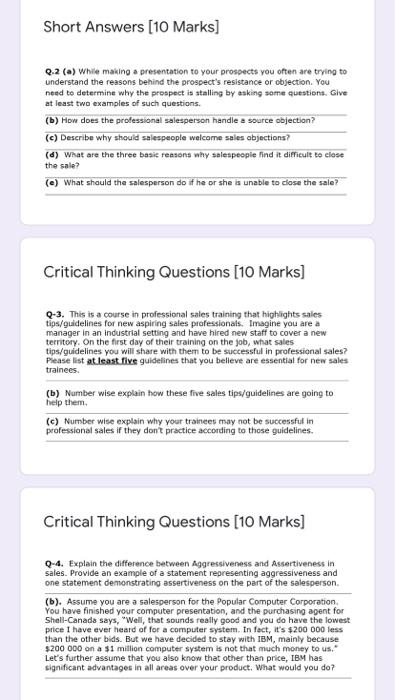 try to solve it as soon as possible Short Answers