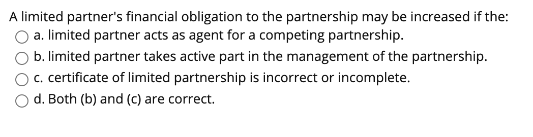 A limited partner's financial obligation to the