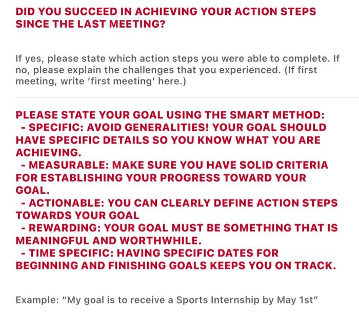 DID YOU SUCCEED IN ACHIEVING YOUR ACTION STEPS