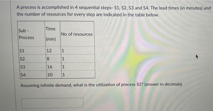 A process is accomplished in 4 sequential steps-