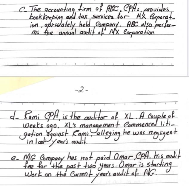 Exercise 1: Each of the following situations