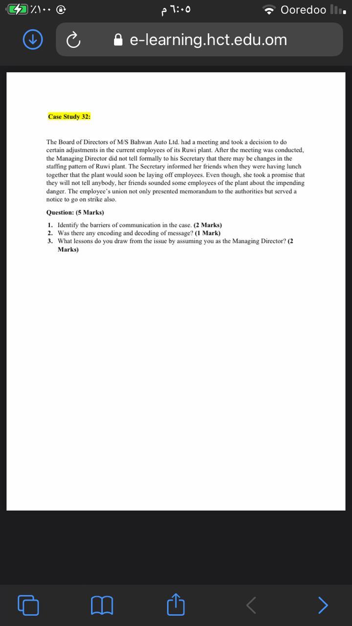2) 1: Ooredoo la e-learning.hct.edu.om Case Study