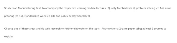 Study Lean Manufacturing Text, to accompany the
