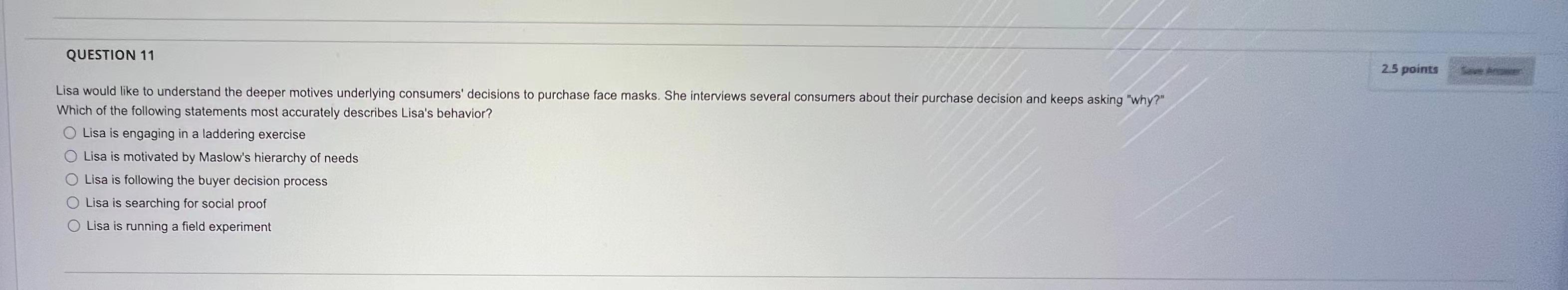 QUESTION 11 25 points Lisa would like to