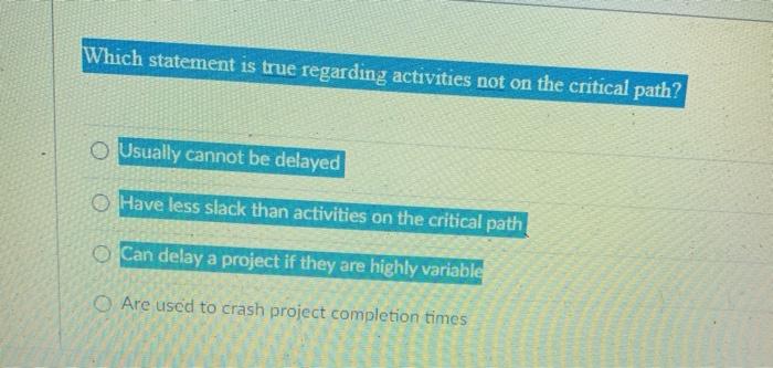 Which statement is true regarding activities not