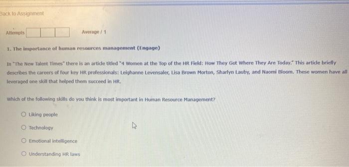 Back to Assignment Attempts Average / 1 1. The