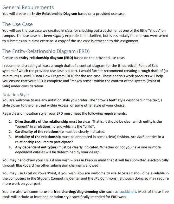 Creating an ERD diagram and Data Dictionary for
