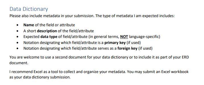 Creating an ERD diagram and Data Dictionary for