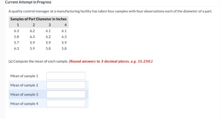 Current Attempt in Progress A quality control