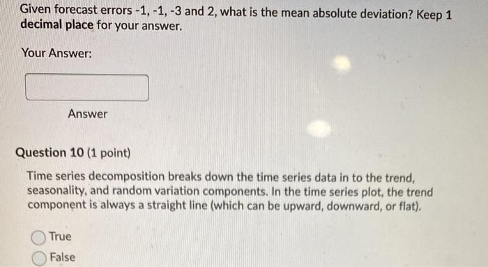 Given forecast errors -1,-1, -3 and 2, what is