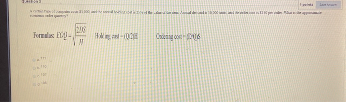 3 Question 1 points A certain type of computer