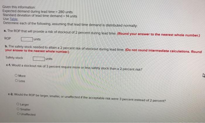 Given this information: Expected demand during