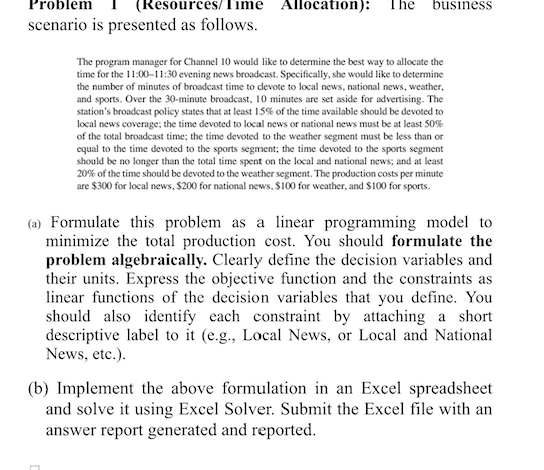 scenario is presented as follows. The program