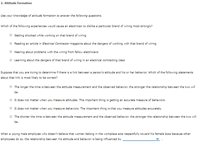 Options: Conscientiousness, Cognitive dissonance,