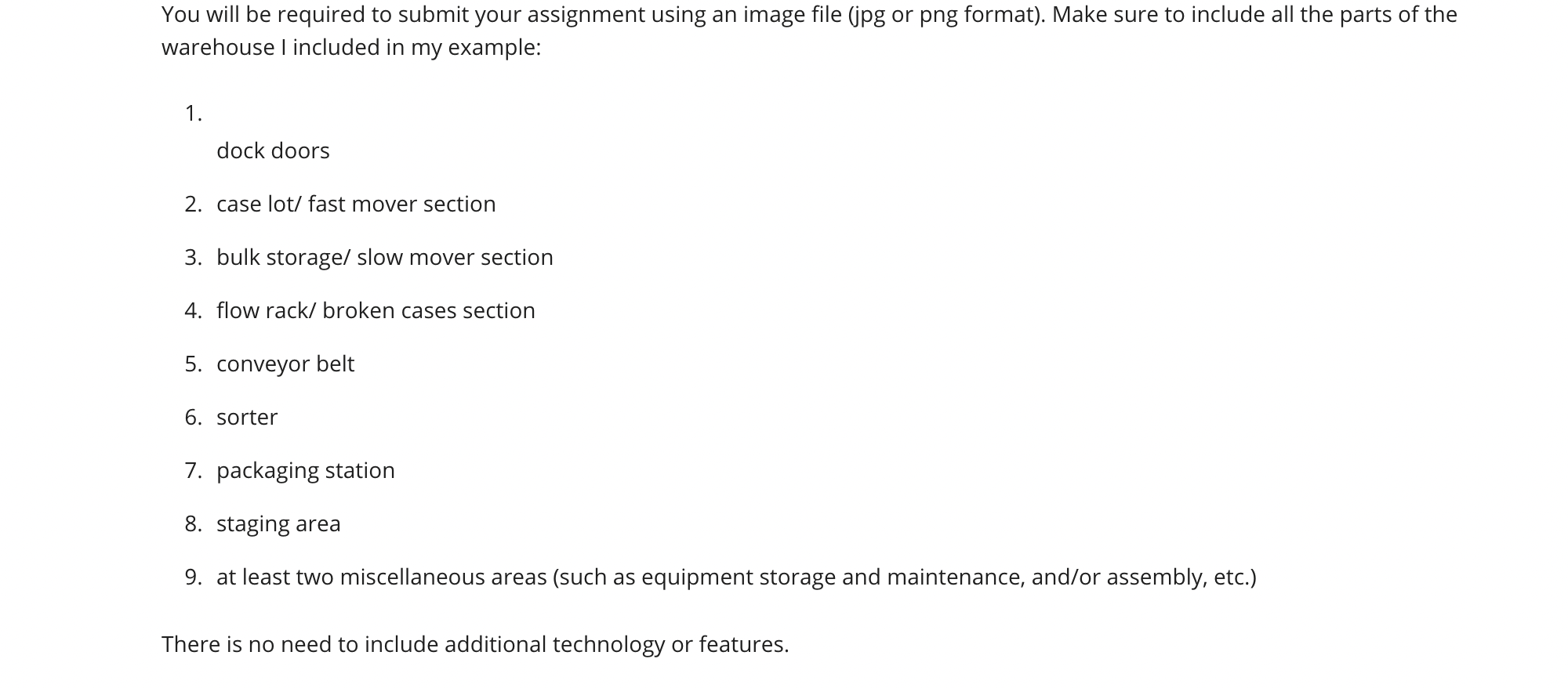 Warehousing Assignment In the previous lecture