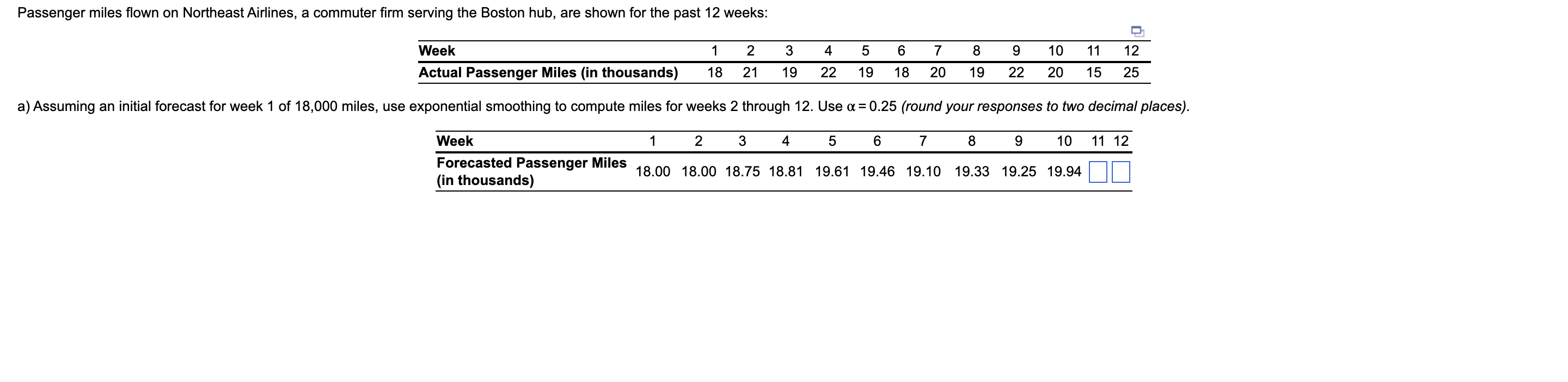 B) The MAD for this model = ? Passenger miles