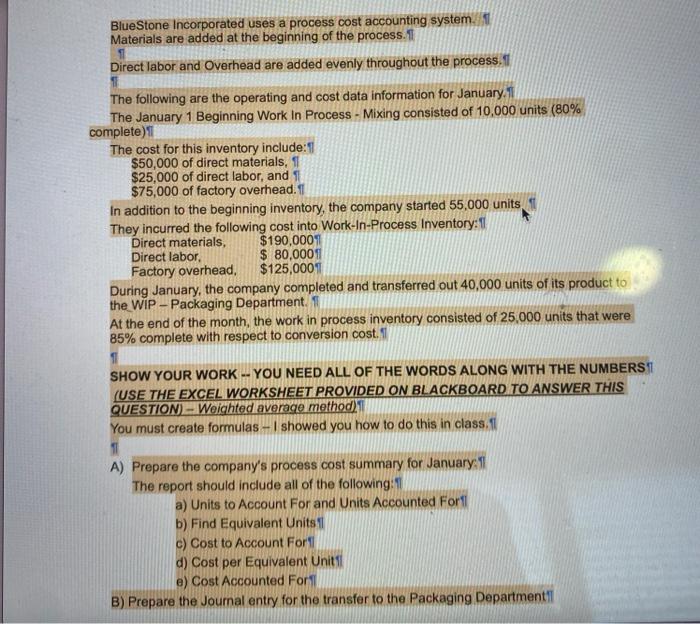 pls help Process Costing Worksheet W Average