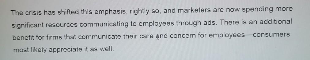 The crisis has shifted this emphasis, rightly so,