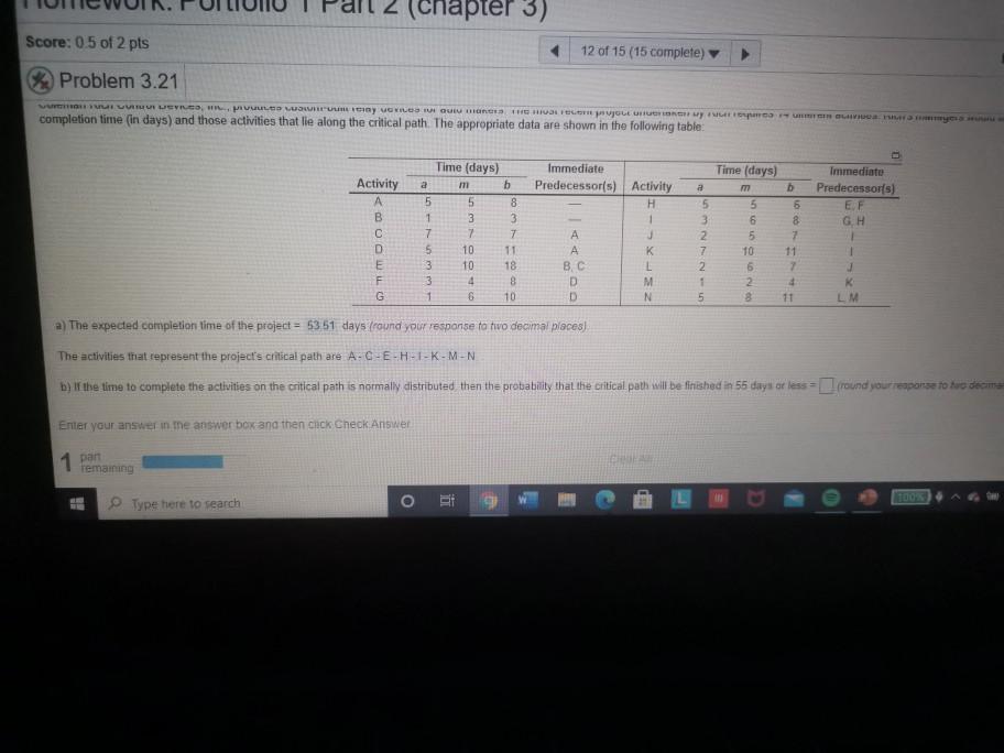 all 2 (Chapter 3) Score: 0.5 of 2 pts 12 of 15