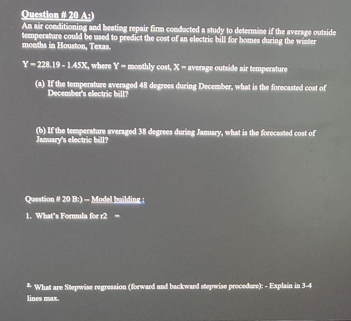 please show qm steps Question # 20 A:) An air