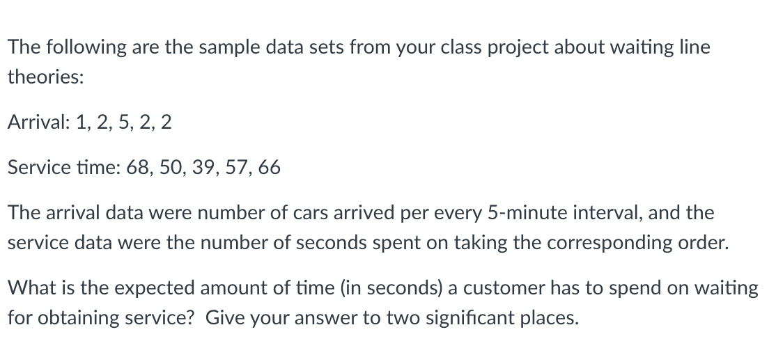 The following are the sample data sets from your