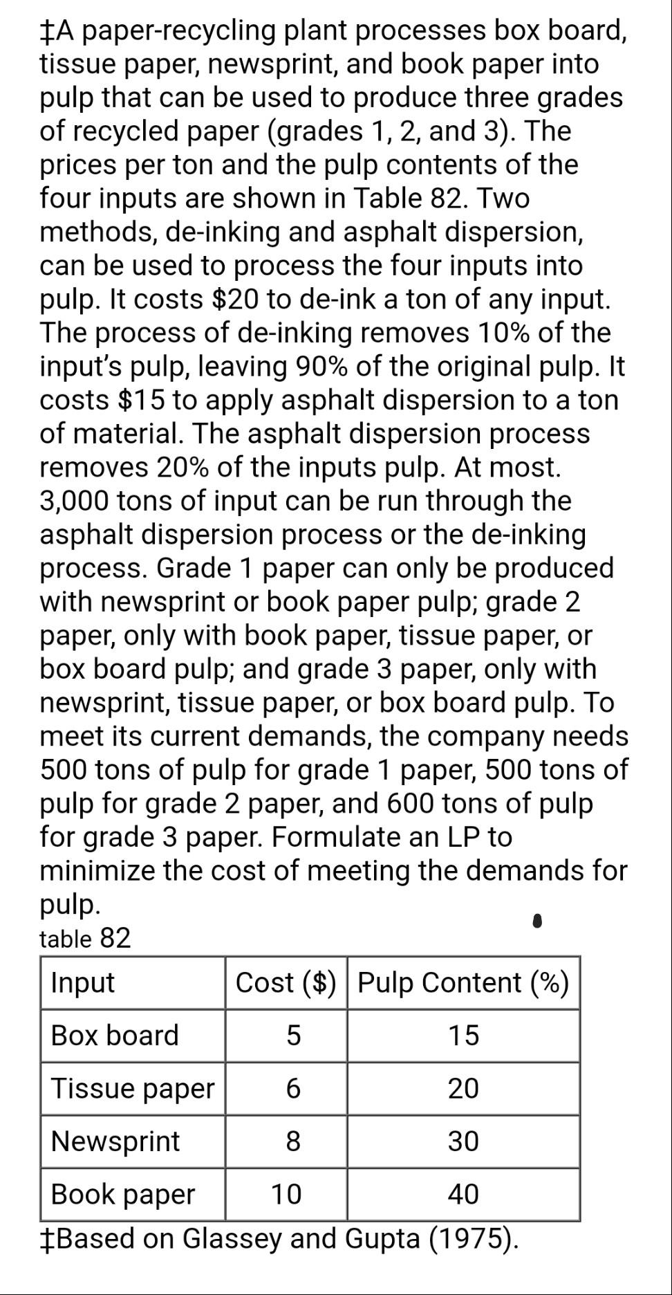 solve using compact method. A paper-recycling