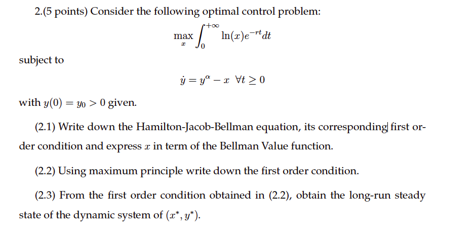 2.(5 points) Consider the following optimal