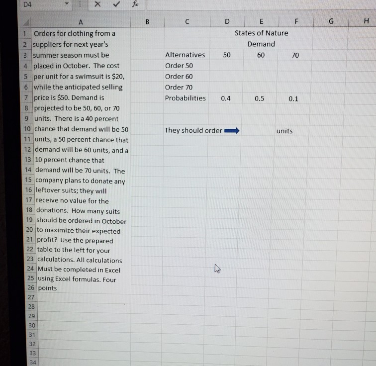 please add the excel formulas for the answer. X