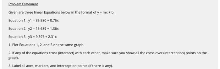 Problem Statement Given are three linear