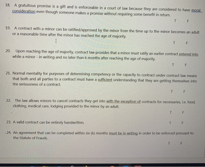 18-24 true or false only no explanation 18. A