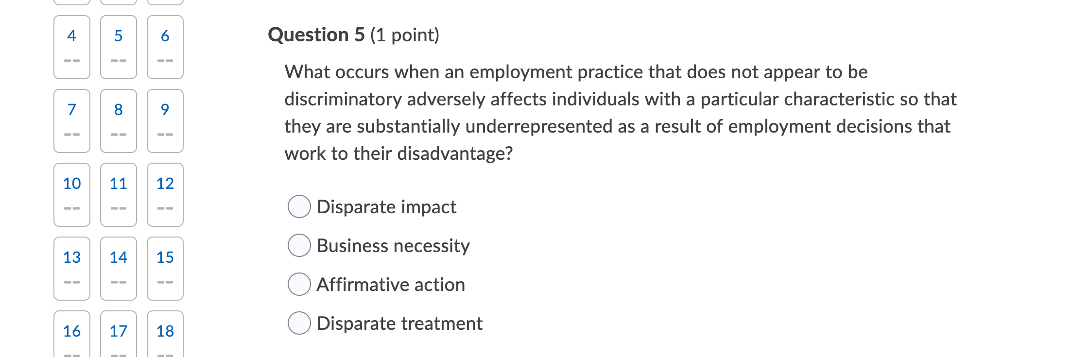 4 5 6 Question 5 (1 point) 7 8 9 -- What occurs