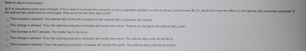 LP: Certain Sensitivity Analysis Questions must