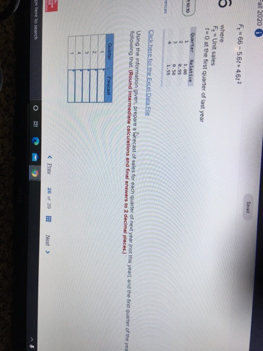 Fall 2020 A Saved Ft = 66 -5.6t+ 4.62 5 where Fe