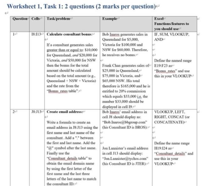 Worksheet 1, Task 1: 2 questions (2 marks per