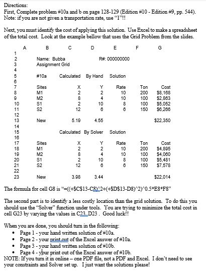 Directions: First, Complete problem 10a and bon