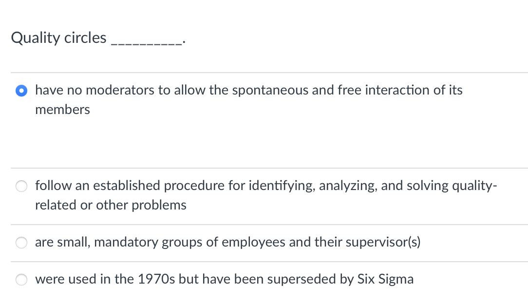 Quality circles have no moderators to allow the