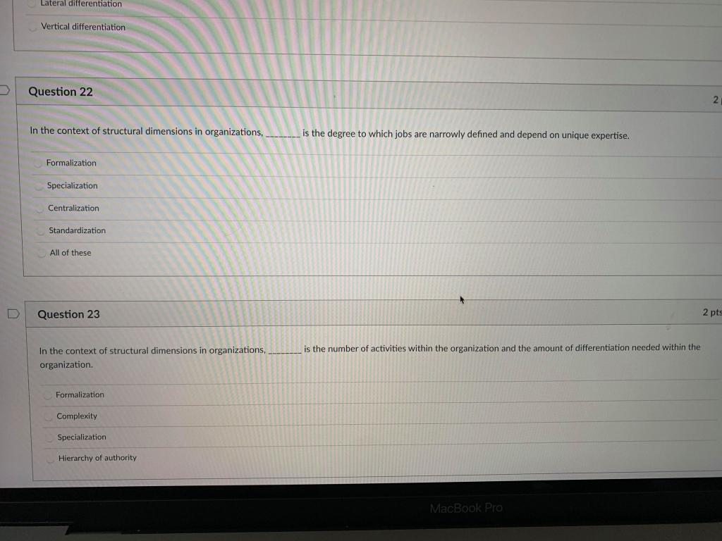 Lateral differentiation Vertical differentiation